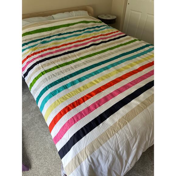 Twin Kate Spade Candy Stripe Duvet Cover Brightly Colored with White Background - Picture 1 of 6